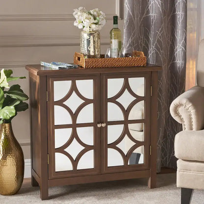 Meuble à double porte en bois de sapin Melora avec accents de miroir par Christopher Knight Home