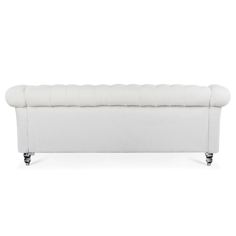 Canapé capitonné blanc nordique à accoudoirs roulés - 32,09 x 84,65 x 28,35