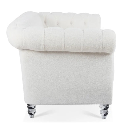 Canapé capitonné blanc nordique à accoudoirs roulés - 32,09 x 84,65 x 28,35