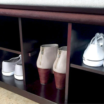 Banc de rangement à chaussures en bois massif John Louis Home, couleur expresso