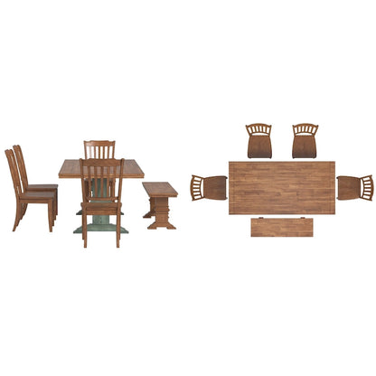 Ensemble de salle à manger Ronda 78 avec plateau rectangulaire en bois massif et chaises à dossier à fuseaux