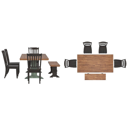 Ensemble de salle à manger Ronda 78 avec plateau rectangulaire en bois massif et chaises à dossier à fuseaux