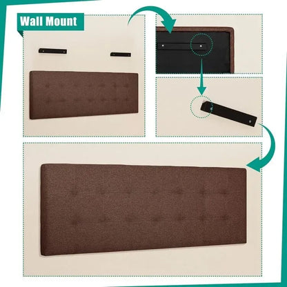 Tête de lit capitonnée Jessenia, hauteur réglable, format Queen, dossier rembourré en tissu haut de gamme