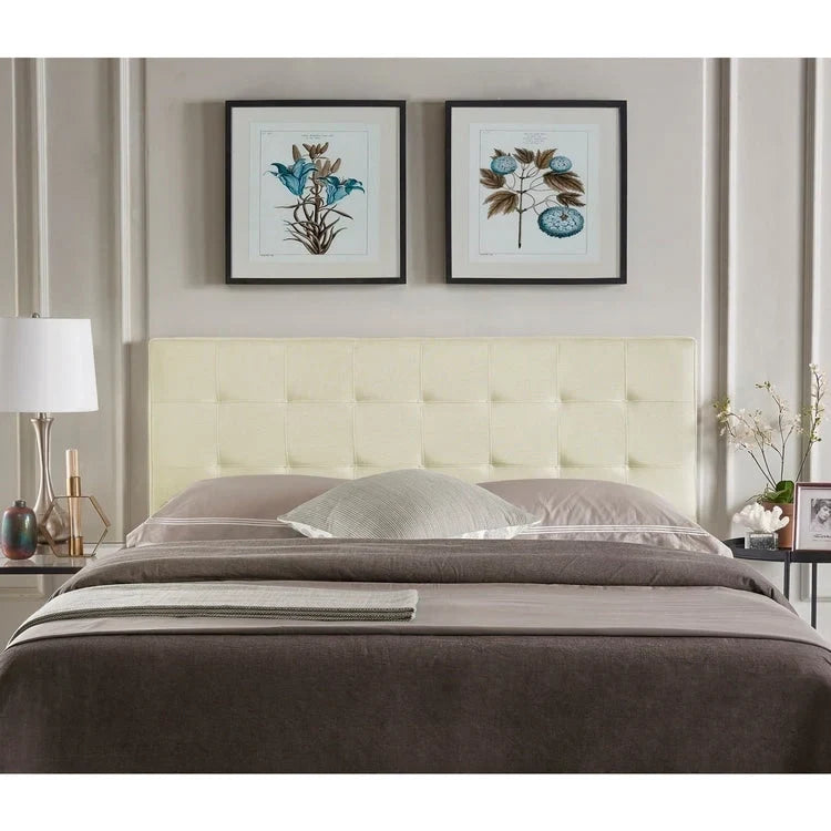 Tête de lit capitonnée Jessenia, hauteur réglable, format Queen, dossier rembourré en tissu haut de gamme