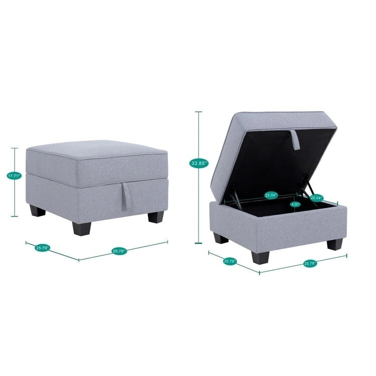 Collection de canapés d'angle modulaires convertibles modernes à monter soi-même - Modules pouf, central et accoudoirs en option