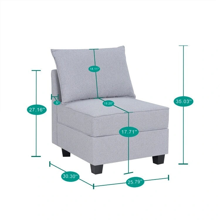 Collection de canapés d'angle modulaires convertibles modernes à monter soi-même - Modules pouf, central et accoudoirs en option