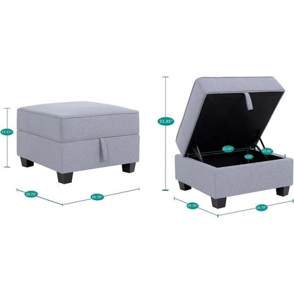 Collection de canapés d'angle modulaires convertibles modernes à monter soi-même - Modules pouf, central et accoudoirs en option