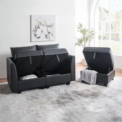 Collection de canapés d'angle modulaires convertibles modernes à monter soi-même - Modules pouf, central et accoudoirs en option