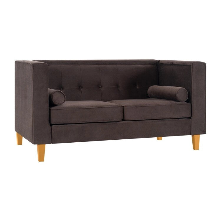 Canapé deux places Adelaide style moderne milieu du siècle - Fauteuil capitonné avec pieds en bois massif pour salon