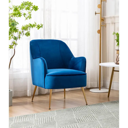 Fauteuil d'appoint rembourré en velours Adora de Porthos Home avec pieds chromés dorés