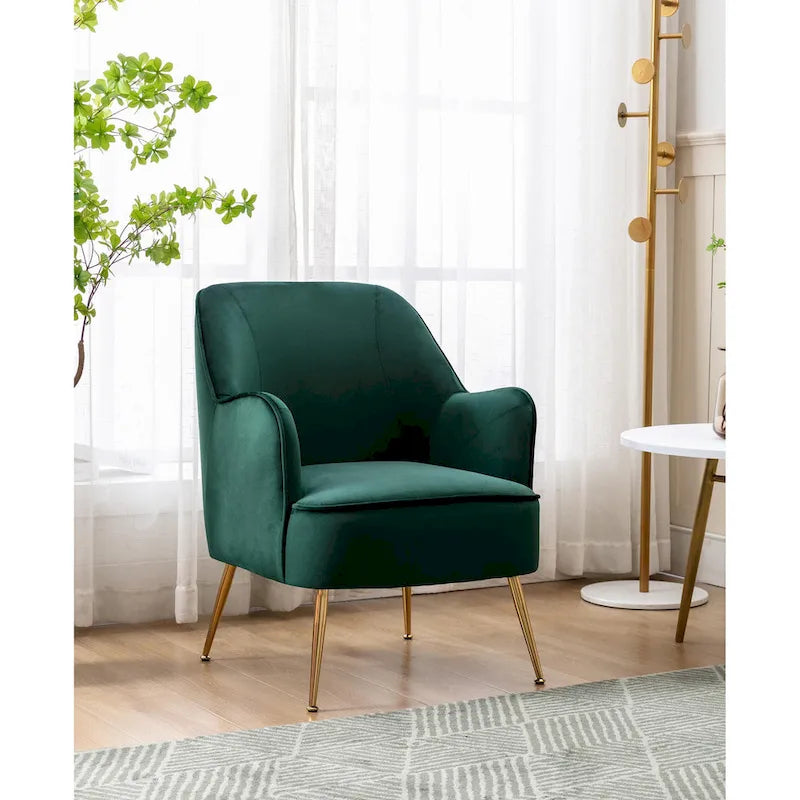 Fauteuil d'appoint rembourré en velours Adora de Porthos Home avec pieds chromés dorés