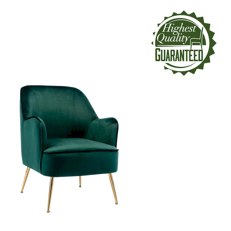 Fauteuil d'appoint rembourré en velours Adora de Porthos Home avec pieds chromés dorés