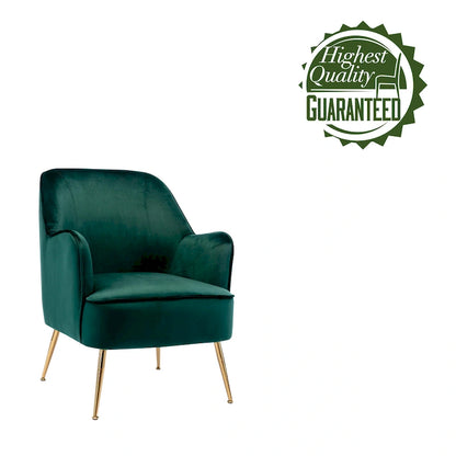 Fauteuil d'appoint rembourré en velours Adora de Porthos Home avec pieds chromés dorés