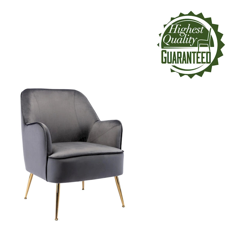 Fauteuil d'appoint rembourré en velours Adora de Porthos Home avec pieds chromés dorés