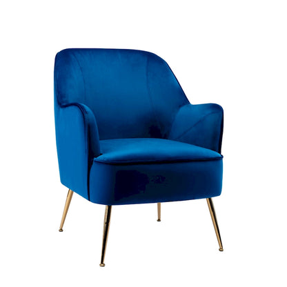 Fauteuil d'appoint rembourré en velours Adora de Porthos Home avec pieds chromés dorés