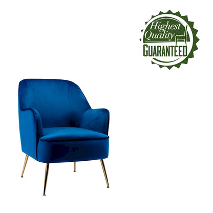 Fauteuil d'appoint rembourré en velours Adora de Porthos Home avec pieds chromés dorés