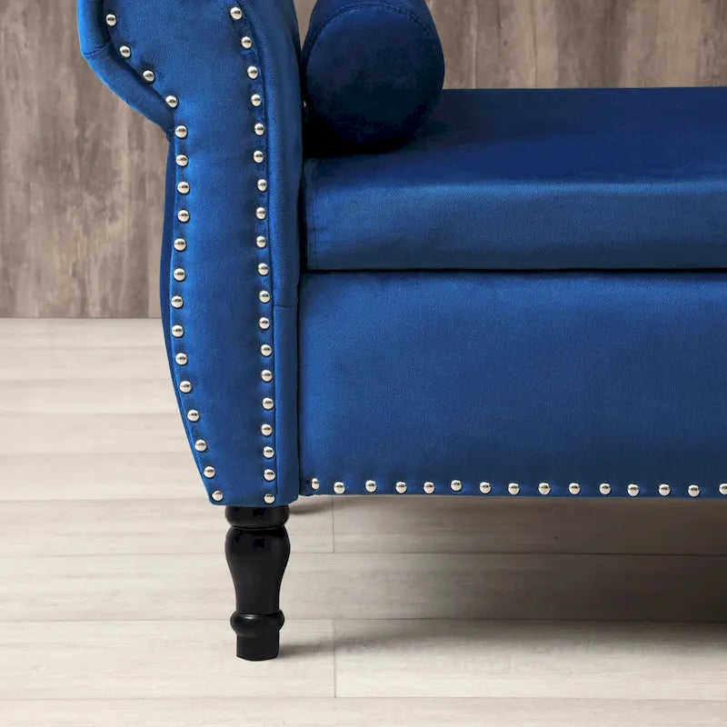 Pouf de rangement rectangulaire en velours Kata, canapé, tabouret, banc