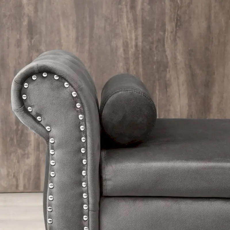 Pouf de rangement rectangulaire en velours Kata, canapé, tabouret, banc