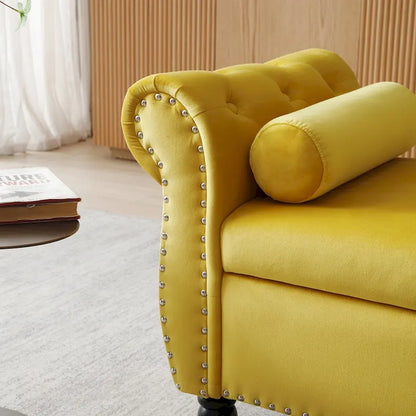 Pouf de rangement rectangulaire en velours Kata, canapé, tabouret, banc