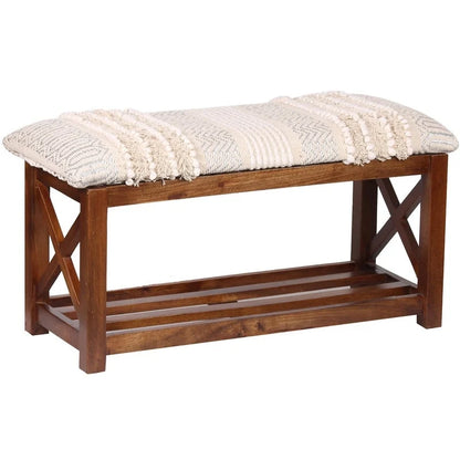 HERATE ORIENTAL Banc de rangement rembourré en coton dhurrie fait main