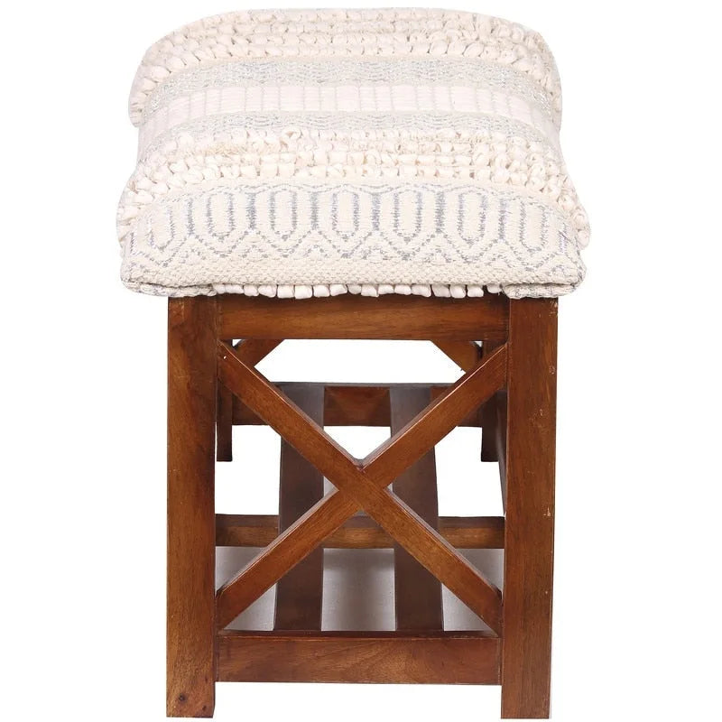 HERATE ORIENTAL Banc de rangement rembourré en coton dhurrie fait main