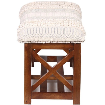 HERATE ORIENTAL Banc de rangement rembourré en coton dhurrie fait main