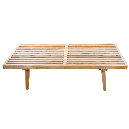 Banc d'entrée en bois massif, banc de coiffeuse plateforme en bois d'hévéa avec design à lattes pour le salon et la chambre à coucher