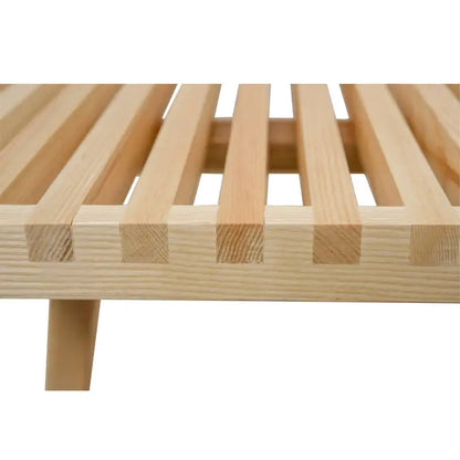 Banc d'entrée en bois massif, banc de coiffeuse plateforme en bois d'hévéa avec design à lattes pour le salon et la chambre à coucher