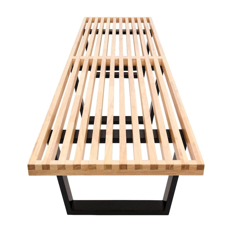 Banc d'entrée en bois massif, banc de coiffeuse plateforme en bois d'hévéa avec design à lattes pour le salon et la chambre à coucher