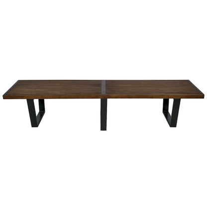 Banc d'entrée en bois massif, banc de coiffeuse plateforme en bois d'hévéa avec design à lattes pour le salon et la chambre à coucher