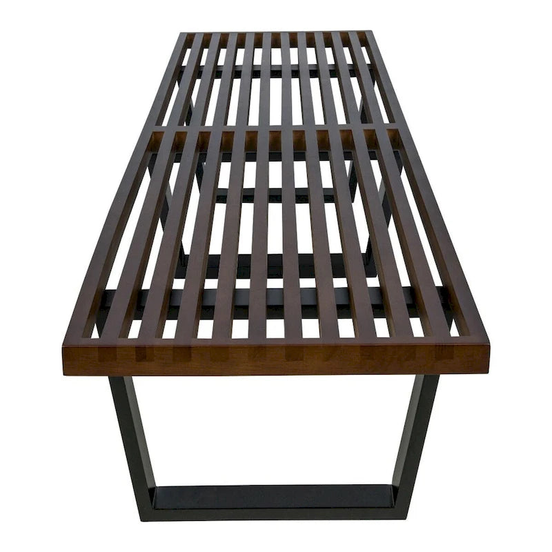 Banc d'entrée en bois massif, banc de coiffeuse plateforme en bois d'hévéa avec design à lattes pour le salon et la chambre à coucher