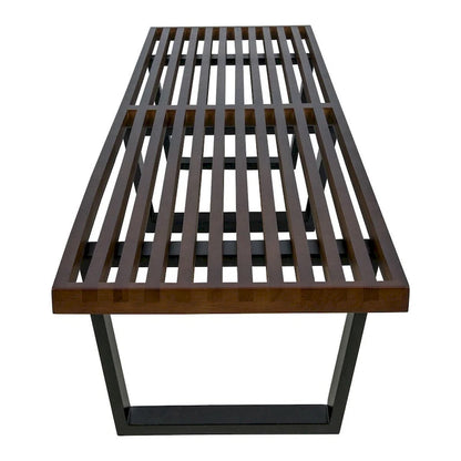 Banc d'entrée en bois massif, banc de coiffeuse plateforme en bois d'hévéa avec design à lattes pour le salon et la chambre à coucher