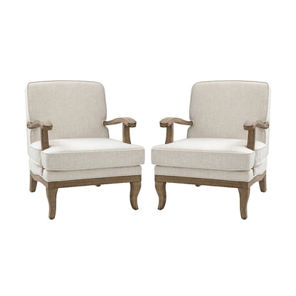 Ensemble de 2 fauteuils Rinaldo Farmhouse en polyester avec dossier confortable et coussin, par HULALA HOME