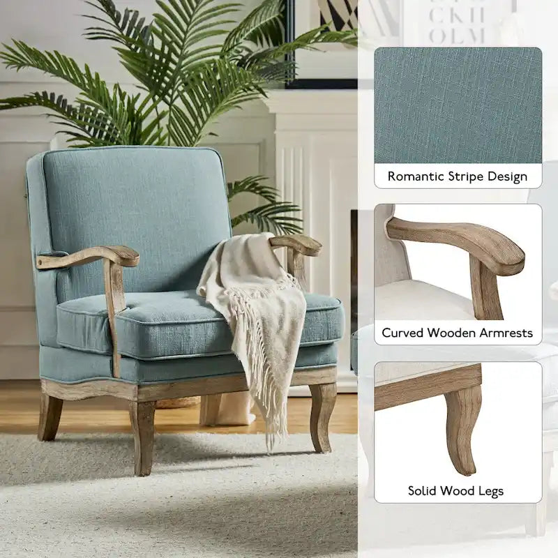 Ensemble de 2 fauteuils Rinaldo Farmhouse en polyester avec dossier confortable et coussin, par HULALA HOME