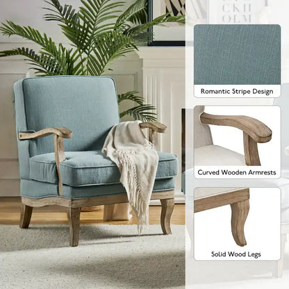 Ensemble de 2 fauteuils Rinaldo Farmhouse en polyester avec dossier confortable et coussin, par HULALA HOME