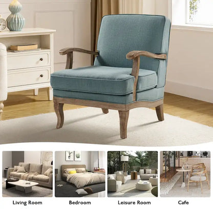 Ensemble de 2 fauteuils Rinaldo Farmhouse en polyester avec dossier confortable et coussin, par HULALA HOME