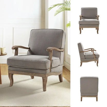 Ensemble de 2 fauteuils Rinaldo Farmhouse en polyester avec dossier confortable et coussin, par HULALA HOME