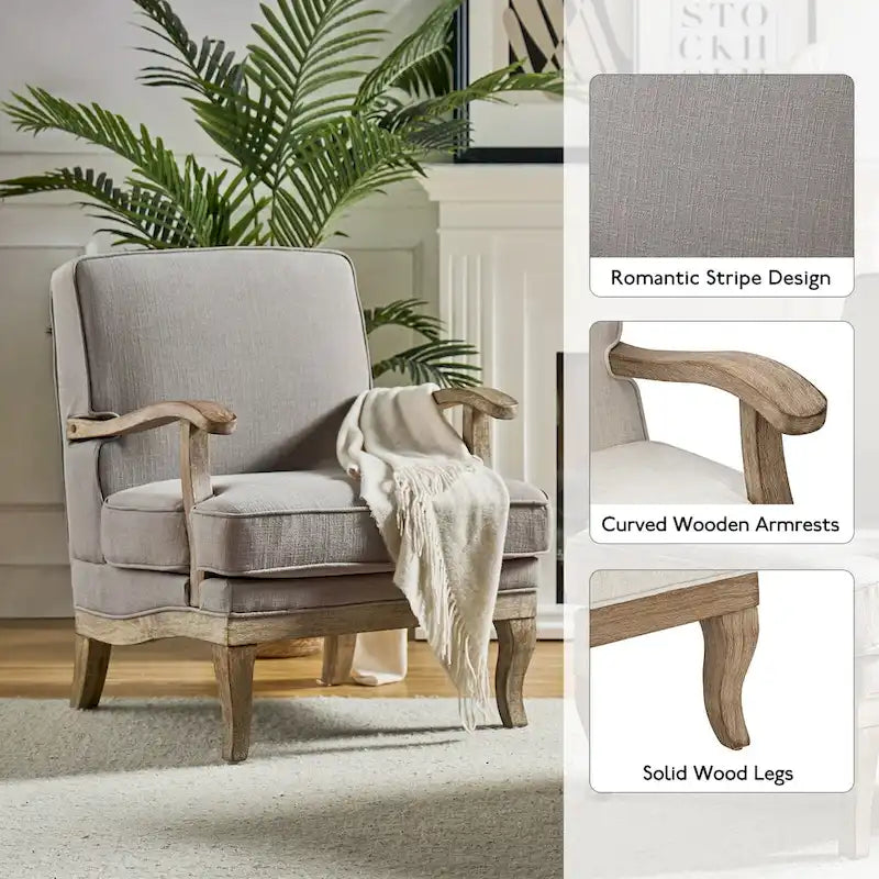 Ensemble de 2 fauteuils Rinaldo Farmhouse en polyester avec dossier confortable et coussin, par HULALA HOME