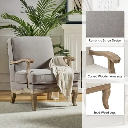 Ensemble de 2 fauteuils Rinaldo Farmhouse en polyester avec dossier confortable et coussin, par HULALA HOME