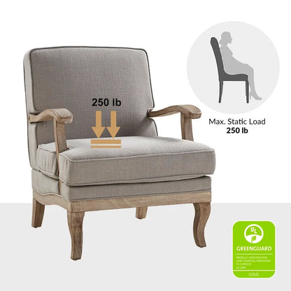 Ensemble de 2 fauteuils Rinaldo Farmhouse en polyester avec dossier confortable et coussin, par HULALA HOME