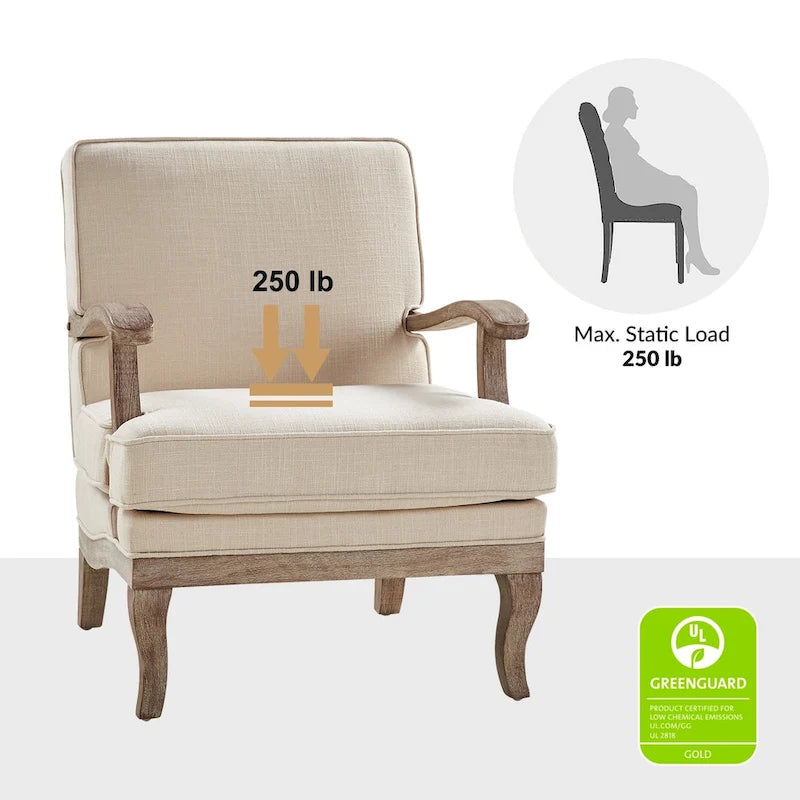 Ensemble de 2 fauteuils Rinaldo Farmhouse en polyester avec dossier confortable et coussin, par HULALA HOME