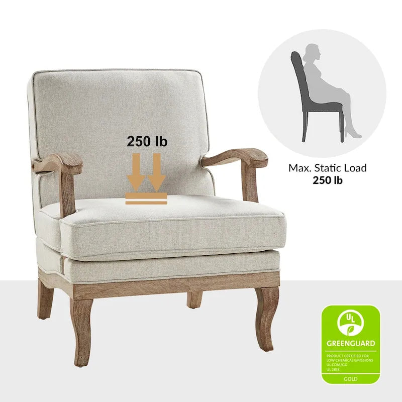 Ensemble de 2 fauteuils Rinaldo Farmhouse en polyester avec dossier confortable et coussin, par HULALA HOME