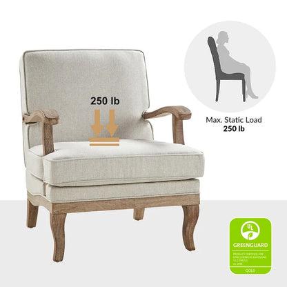 Ensemble de 2 fauteuils Rinaldo Farmhouse en polyester avec dossier confortable et coussin, par HULALA HOME