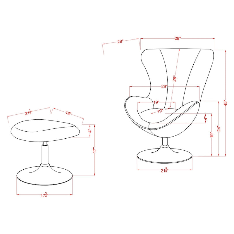 Ensemble fauteuil d'appoint et ottoman 2 pièces en tissu moderne Cher de Furniture of America