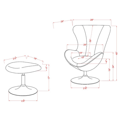Ensemble fauteuil d'appoint et ottoman 2 pièces en tissu moderne Cher de Furniture of America
