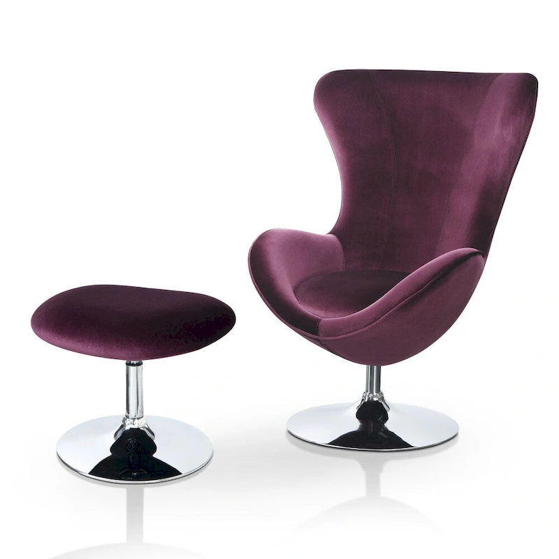 Ensemble fauteuil d'appoint et ottoman 2 pièces en tissu moderne Cher de Furniture of America