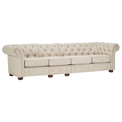 Canapé Chesterfield modulaire capitonné en lin beige Knightsbridge par iNSPIRE Q Artisan