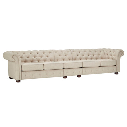 Canapé Chesterfield modulaire capitonné en lin beige Knightsbridge par iNSPIRE Q Artisan