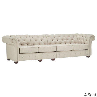 Canapé Chesterfield modulaire capitonné en lin beige Knightsbridge par iNSPIRE Q Artisan