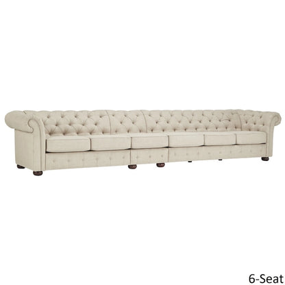 Canapé Chesterfield modulaire capitonné en lin beige Knightsbridge par iNSPIRE Q Artisan